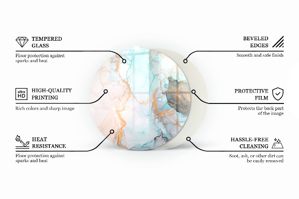 Round glass hearths for wood burners Abstract geometric pattern