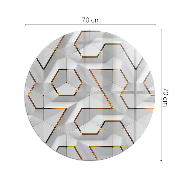 Round glass hearths for wood burners 3D geometric pattern