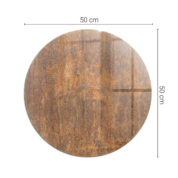 Round glass fire hearth Rust texture on the background