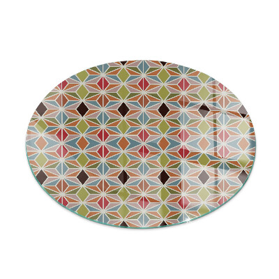Round glass hearths for wood burners Polygonal patterns in a grid