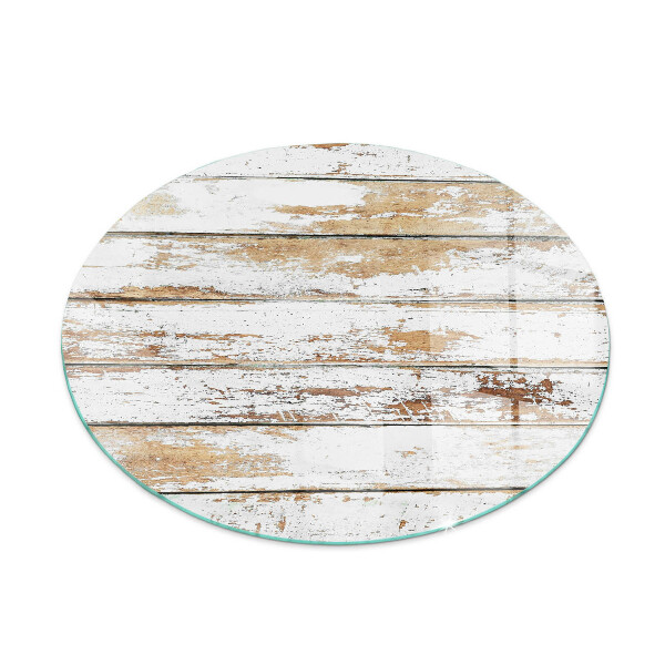 Round glass fire hearth Damaged wooden board
