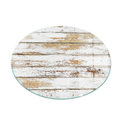 Round glass fire hearth Damaged wooden board
