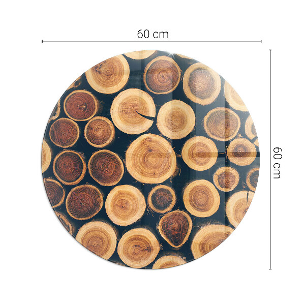 Round glass wood burner hearth Box with cut wood