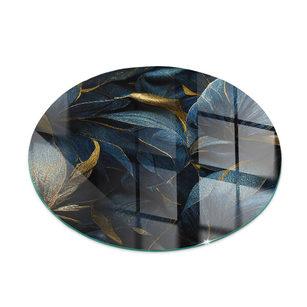 Round glass hearths for wood burners Elegant leaves in texture