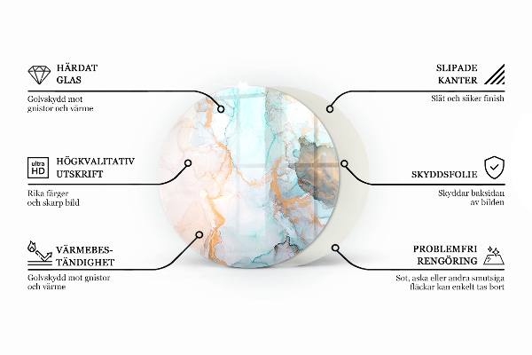 Round glass hearths for wood burners Natural stone pattern