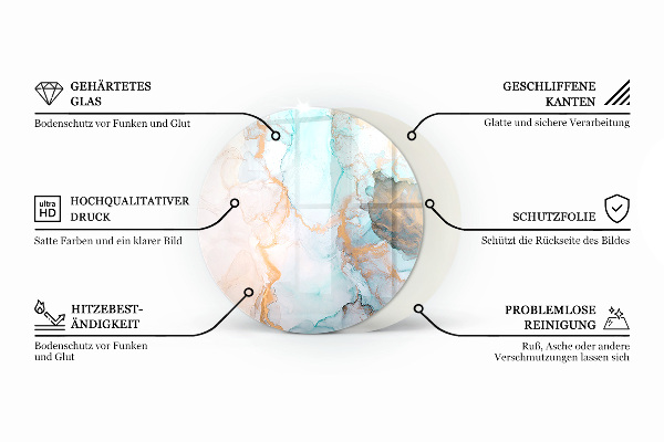 Round glass hearths for wood burners Tropical leaves in the background