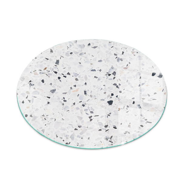 Round glass fire hearth Stone pattern with particles