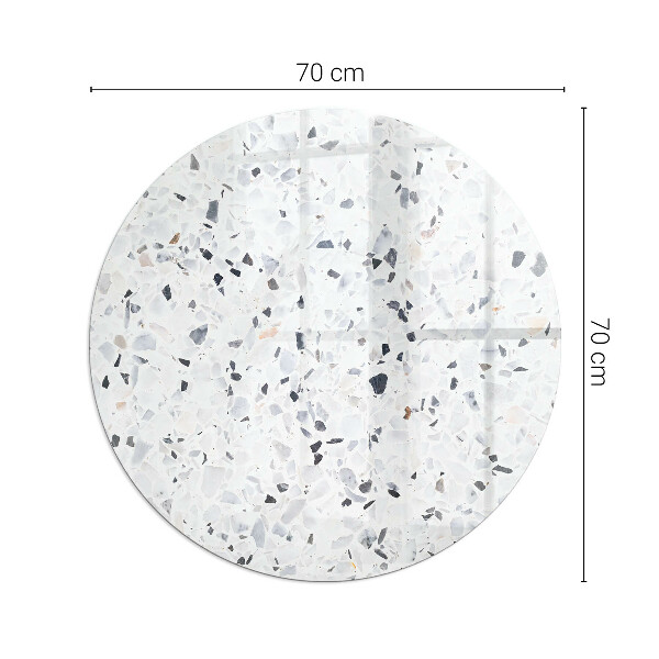 Round glass fire hearth Stone pattern with particles