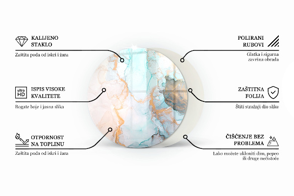 Round glass fire hearth Color Beige