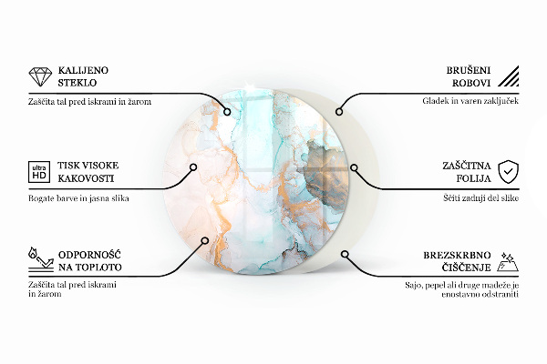 Round glass fire hearth Color Beige