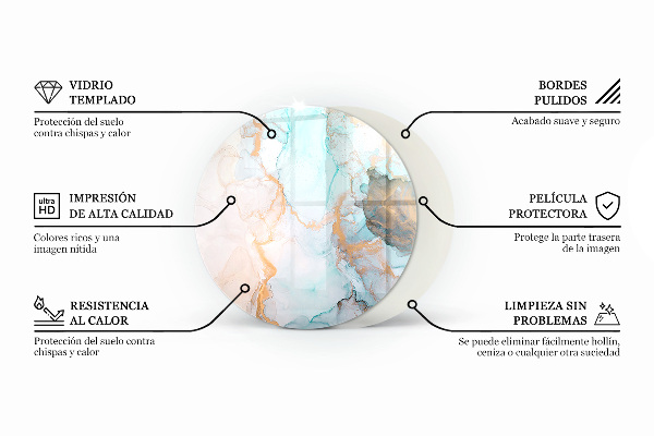 Round glass wood burner hearth Color Gray-green