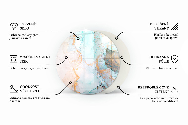 Round glass fire hearth Color Pale Pink