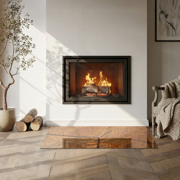 Rectangular glass hearth Wood grain in cross-section