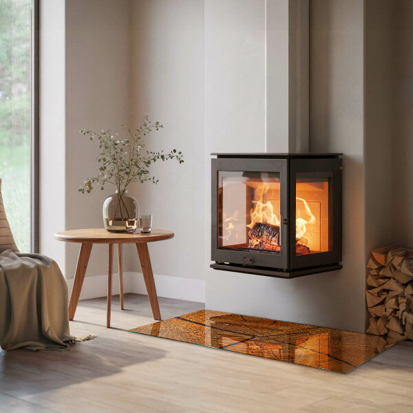 Rectangular glass hearth Wood grain in cross-section