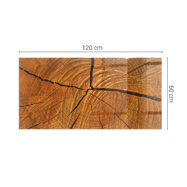 Rectangular glass hearth Wood grain in cross-section