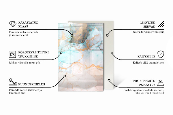 Rectangular glass hearth Abstract cloud of solids