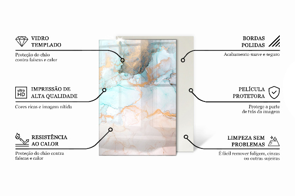 Rectangular glass hearth Abstract cloud of solids