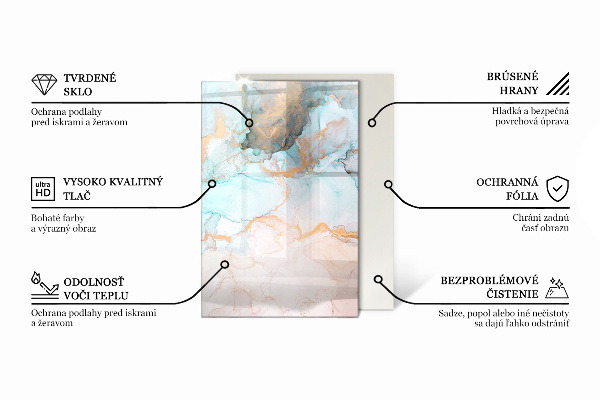 Rectangular glass hearth Abstract cloud of solids