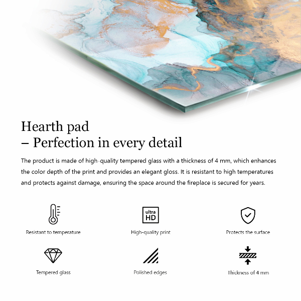 Rectangular glass hearth Abstract cloud of solids