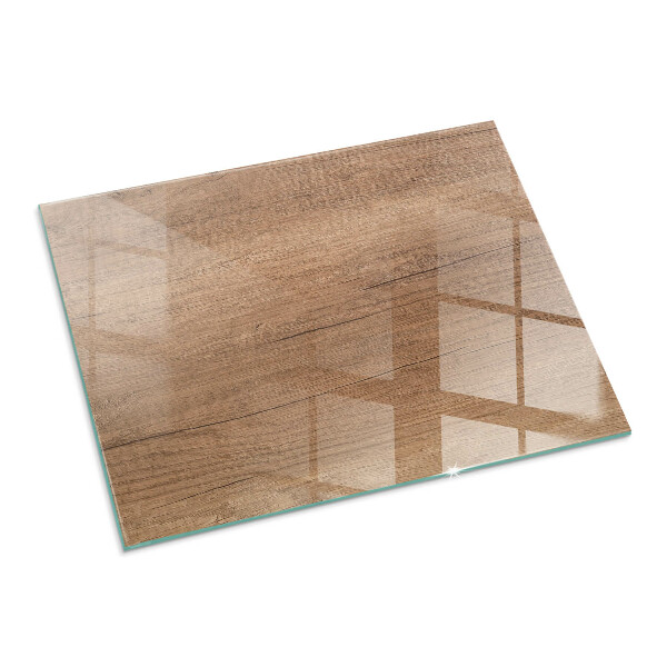 Rectangular glass hearth for wood stove Natural wood pattern