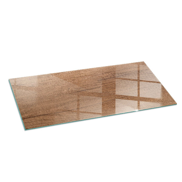 Rectangular glass hearth for wood stove Natural wood pattern