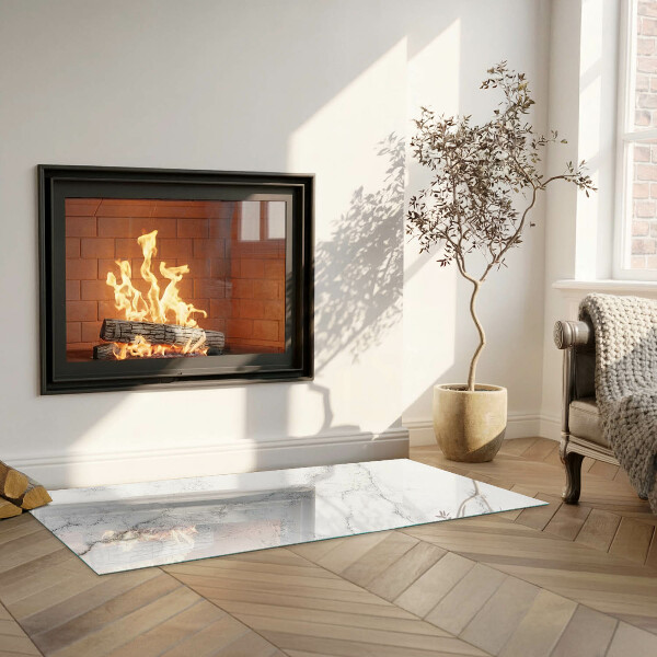 Rectangular glass hearth for wood stove Marble pattern with veins