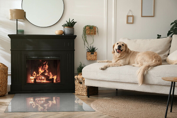 Rectangular glass hearth Concrete texture with effect