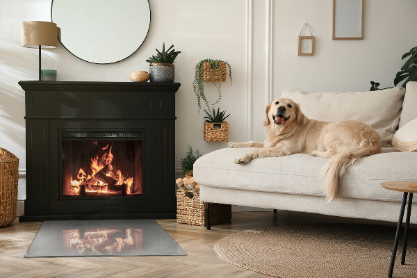 Rectangular glass hearth Concrete texture with effect