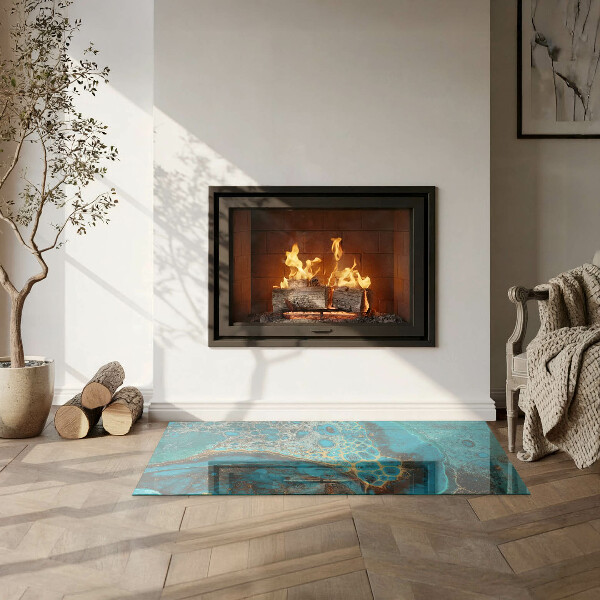 Rectangular glass hearth for log burner Abstract organic pattern