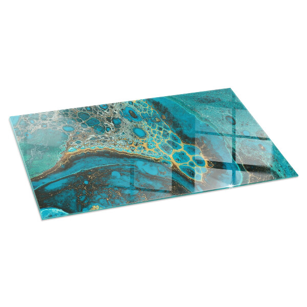 Rectangular glass hearth for log burner Abstract organic pattern