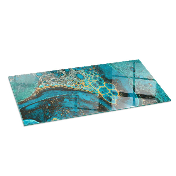 Rectangular glass hearth for log burner Abstract organic pattern