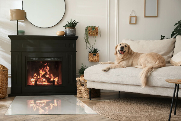 Rectangular glass hearth Natural marble pattern