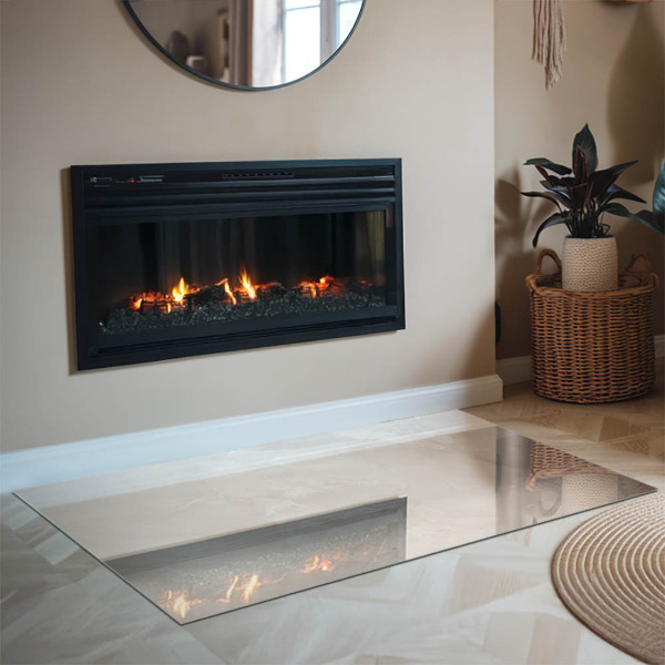 Rectangular glass hearth Natural marble pattern