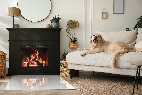 Rectangular glass hearth Marble pattern with veins