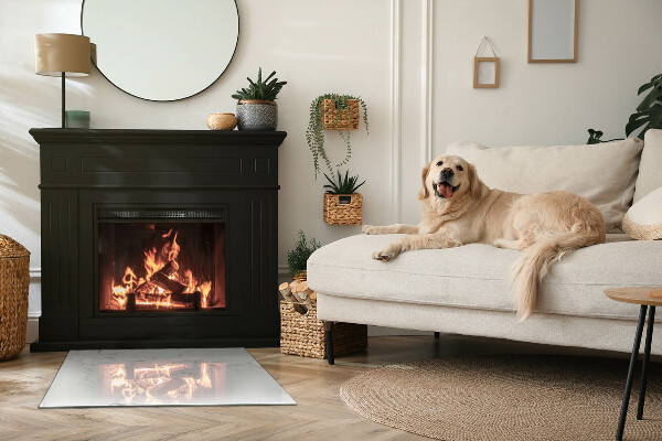 Rectangular glass hearth Marble pattern with veins