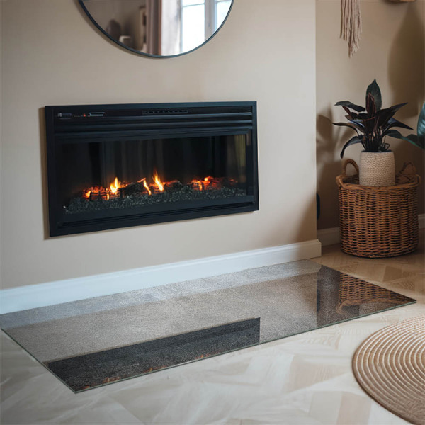 Rectangular glass hearth Raw surface texture