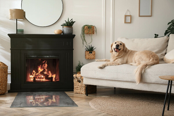 Rectangular glass hearth Raw surface texture