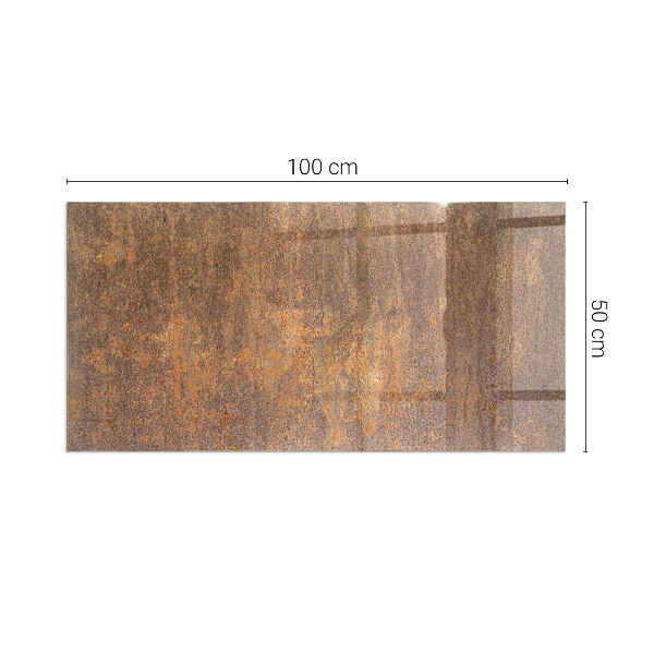 Rectangular glass hearth for log burner Rust texture on metal