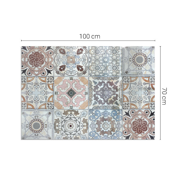 Rectangular glass hearth for wood stove Mosaic patterns in tiles