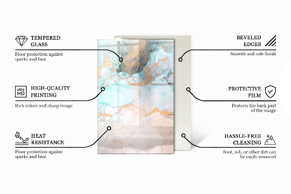 Rectangular glass hearth for wood stove Mosaic patterns in tiles