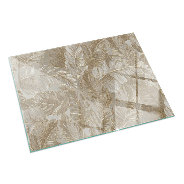Rectangular glass hearth Leaves in subtle patterns