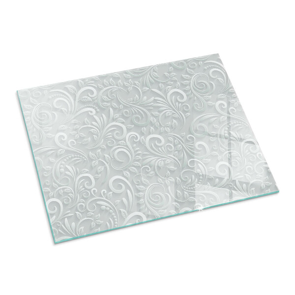 Rectangular glass hearth Elegant plant pattern