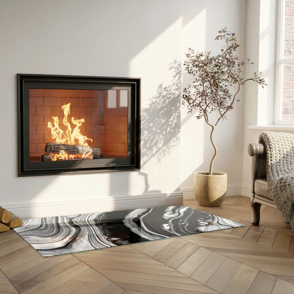 Rectangular glass hearth for log burner Abstract waves and lines