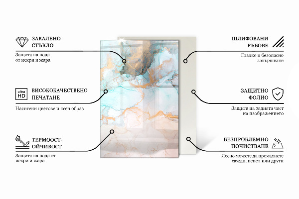 Rectangular glass hearth for log burner Abstract waves and lines