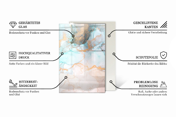 Rectangular glass hearth for log burner Abstract waves and lines
