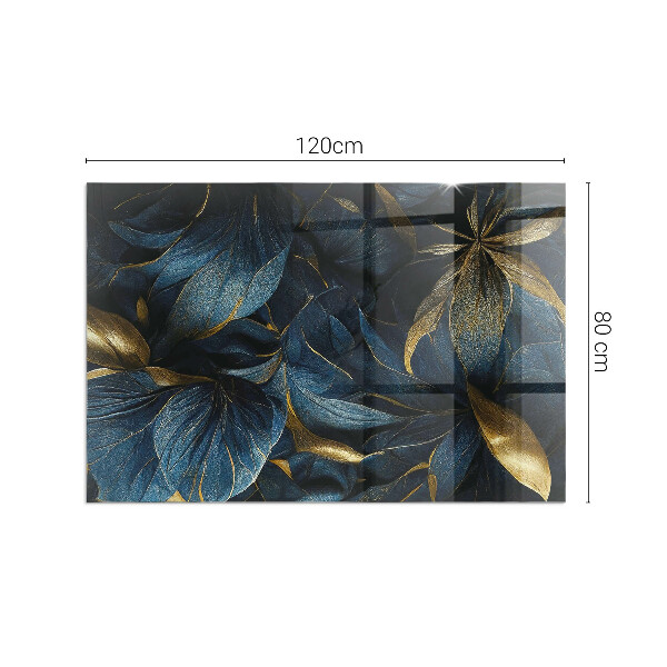 Rectangular glass hearth Elegant leaves in texture