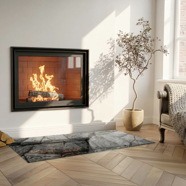 Rectangular glass hearth Natural stone pattern