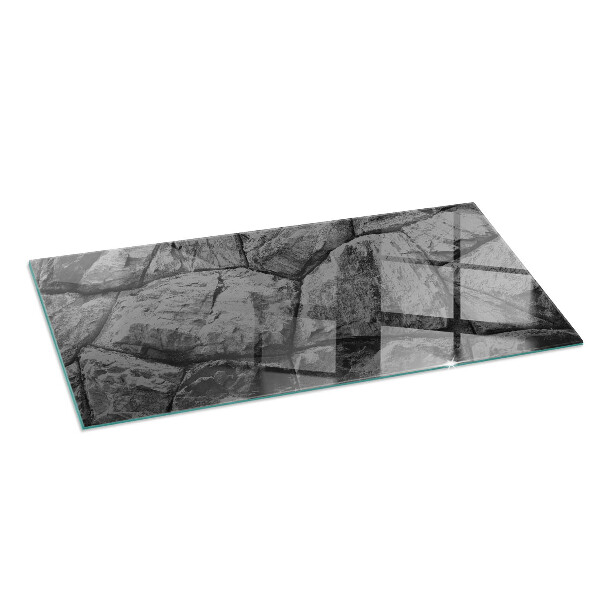 Rectangular glass hearth Natural stone pattern