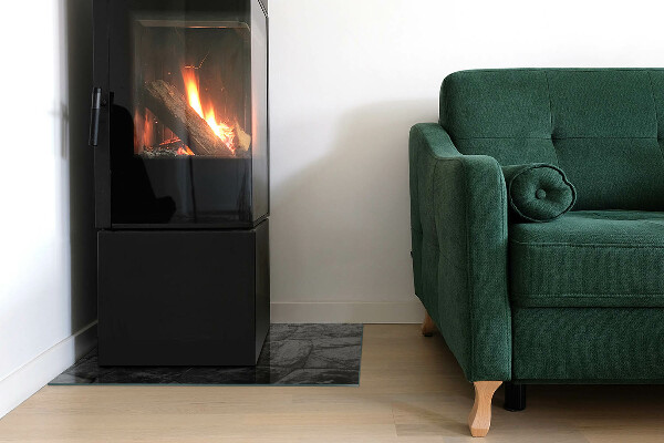 Rectangular glass hearth Natural stone pattern