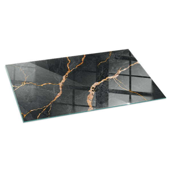 Rectangular glass hearth for log burner Elegant marble with veins